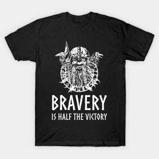 Norse Mythology God Odin - Bravery Is Half The Victory T-Shirt